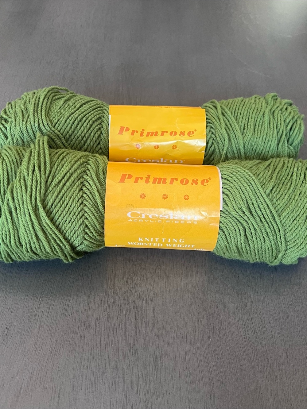 Lot of 2 Vintage Primrose Crestline Worsted Weight Yarn - Olive Green